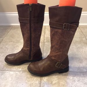 Little Girl’s Brown Zippered Knee-High Boots